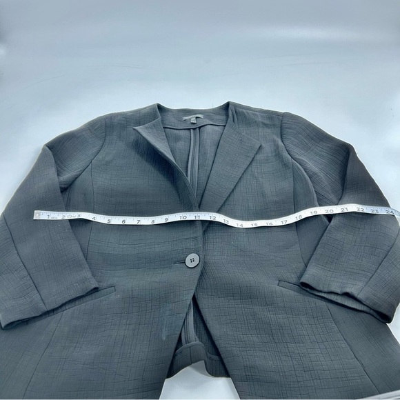 Eileen Fisher Textured Black Longline One Button Silk Blend Jacket Blazer L - Picture 3 of 11